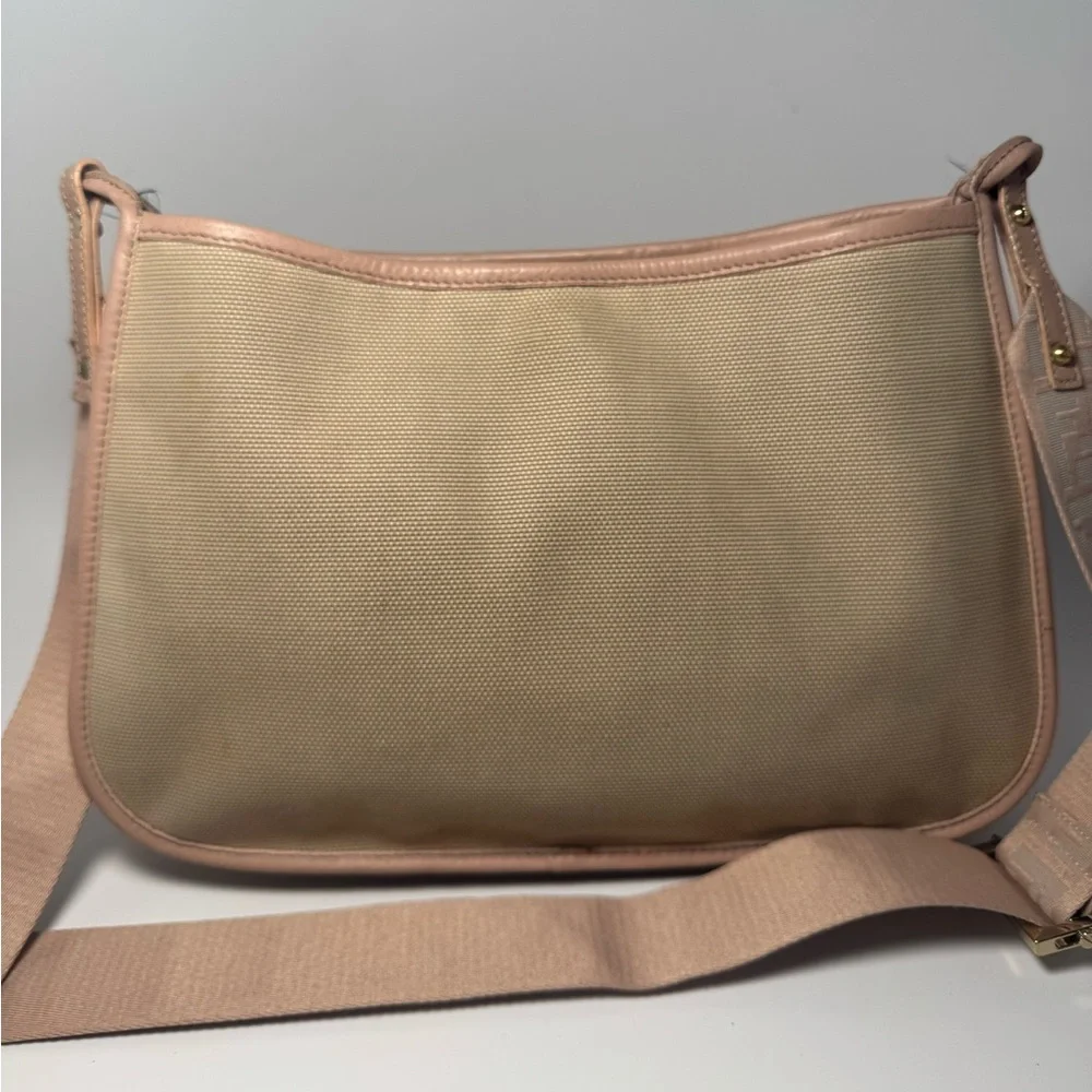 SOLD Fendi Zucca Pink & Khaki Crossbody Bag with Monogram Strap Luxury Bag - Picture 14 of 16